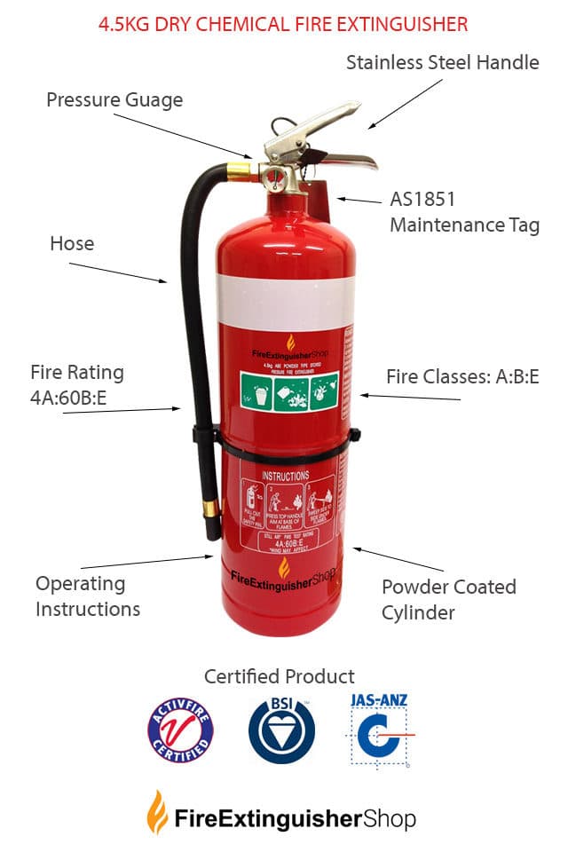 4.5kg Dry Chemical Fire Extinguisher Specs